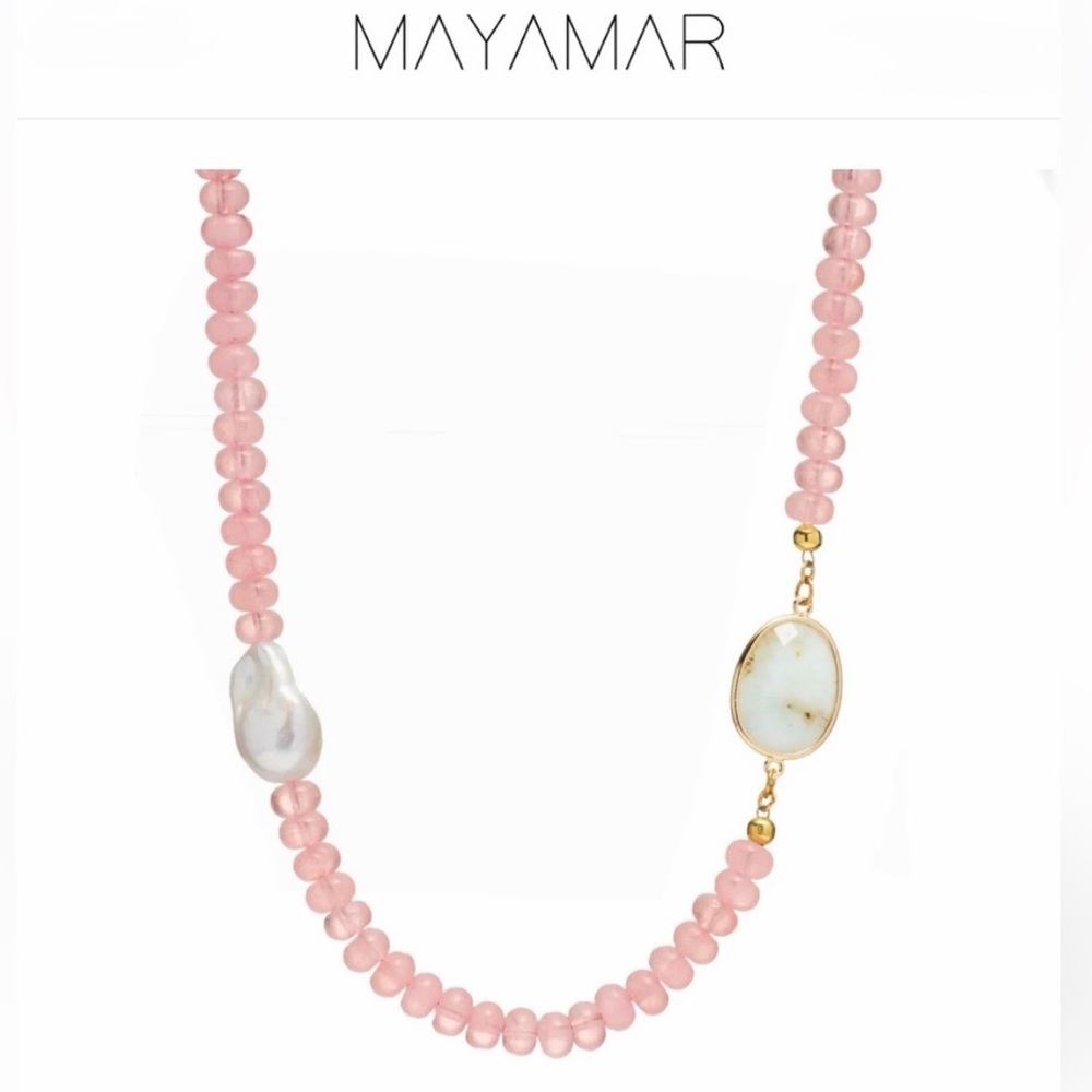 Pearl, Amazonite & Quartz Stone Necklace by Mayamar